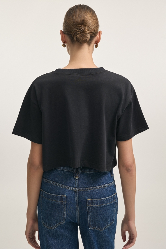 HOLLYWOOD CROP T-SHIRT BLACK