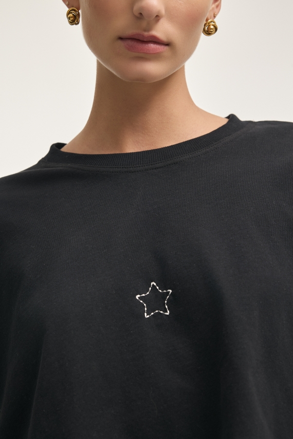 HOLLYWOOD CROP T-SHIRT BLACK