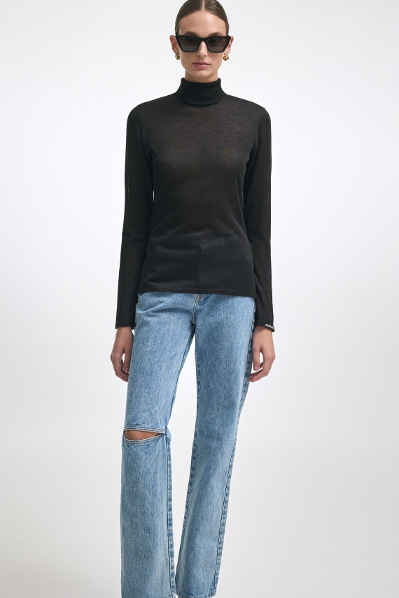 KATE KNITTED  BLOUSE BLACK