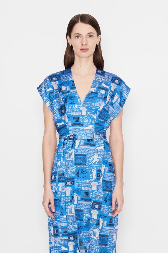 DIVINE FLASHBACK BLUE WRAP DRESS
