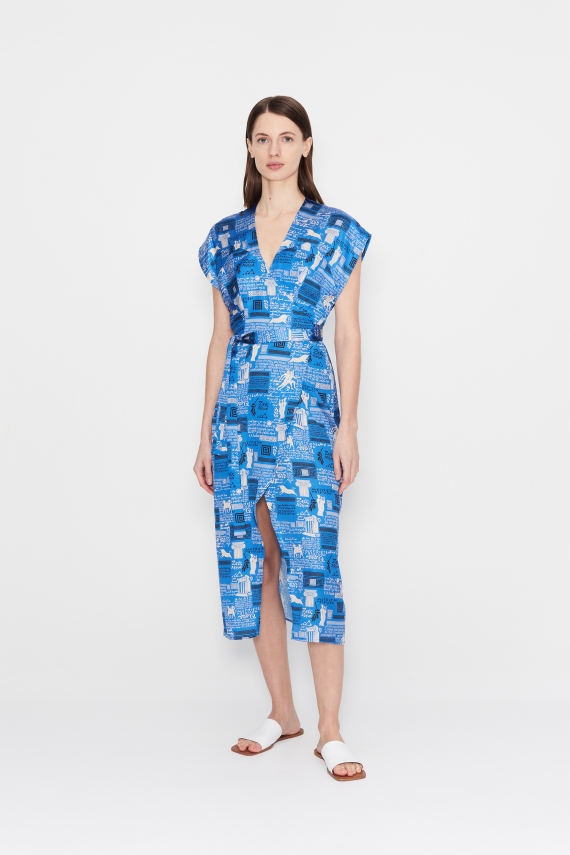 DIVINE FLASHBACK BLUE WRAP DRESS