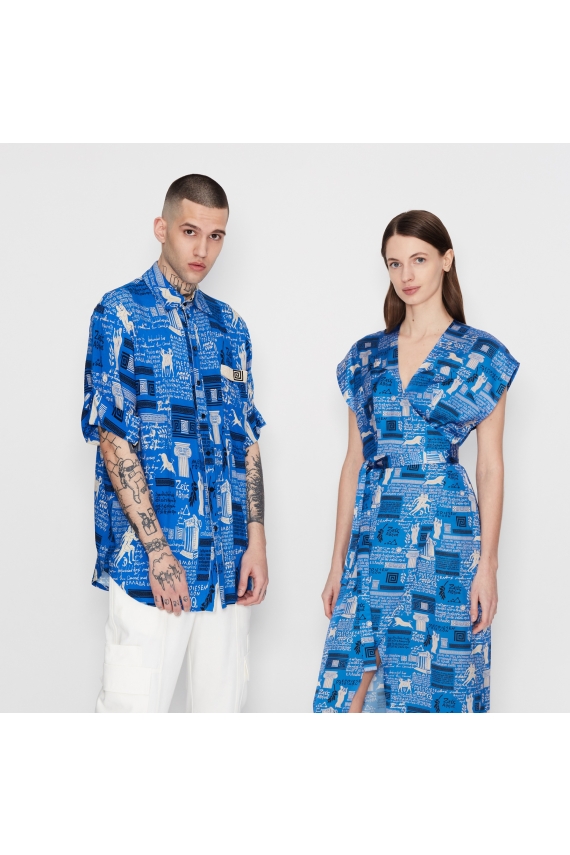 DIVINE FLASHBACK BLUE WRAP DRESS
