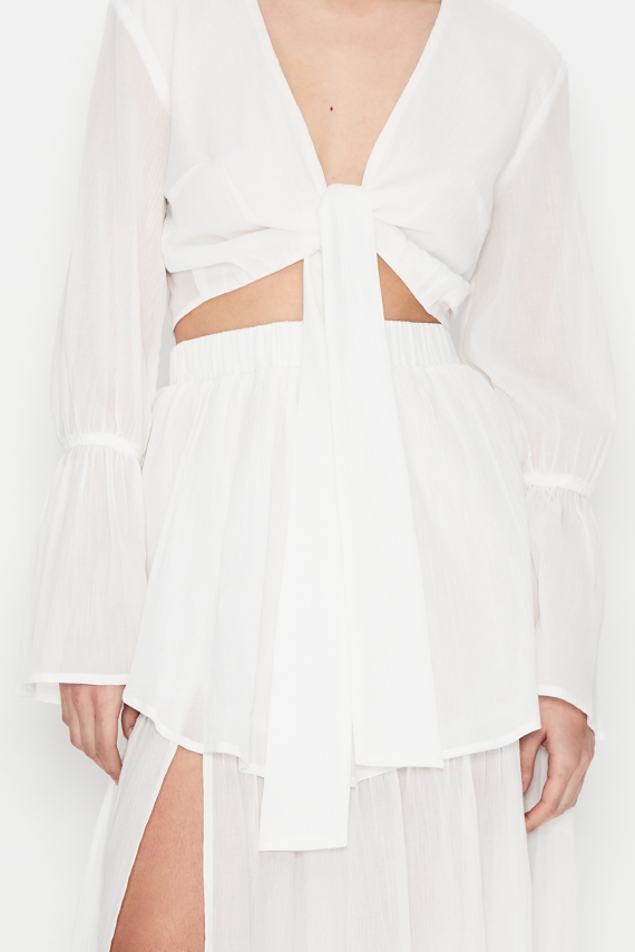 THROWBACK WAVES WHITE CROP SHIRT