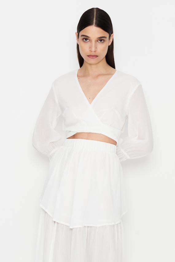 THROWBACK WAVES WHITE CROP SHIRT