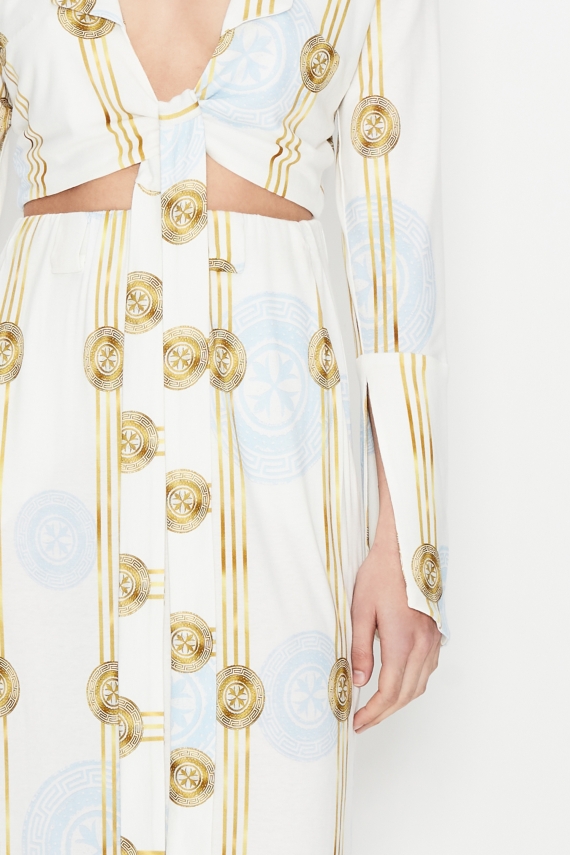 CONQUER THE SUN TIE FRONT CROP SHIRT