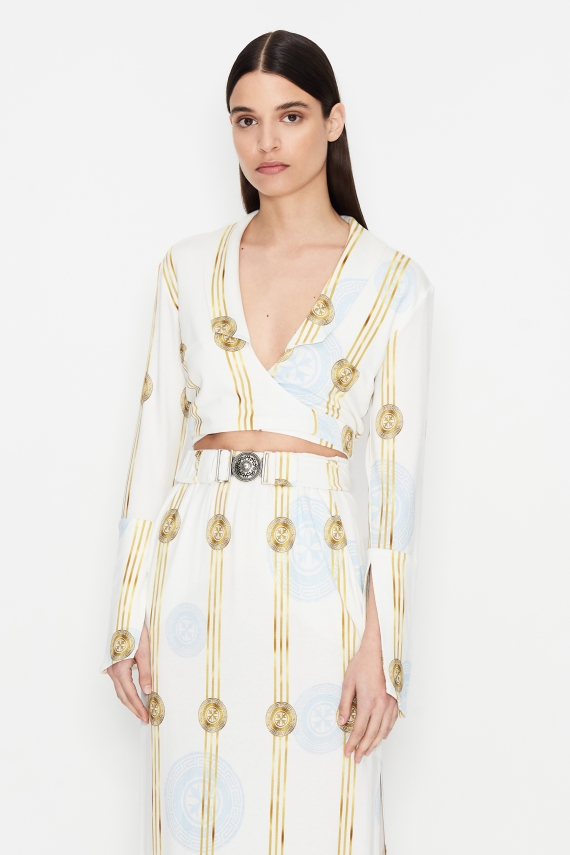 CONQUER THE SUN TIE FRONT CROP SHIRT