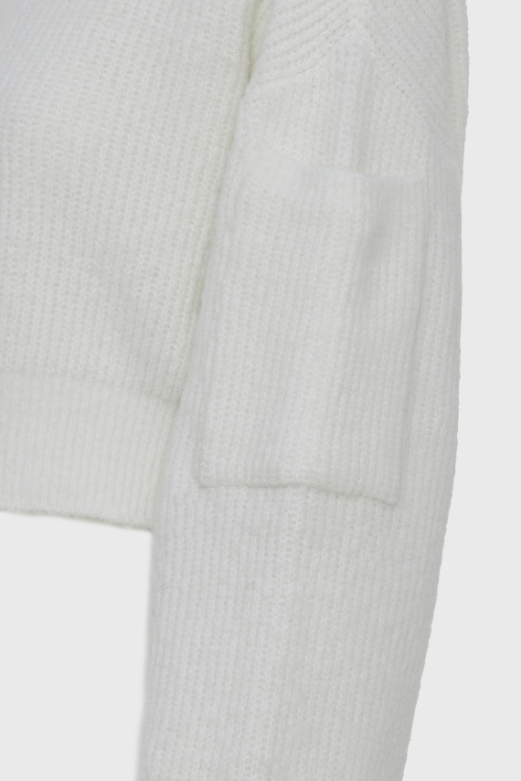 DONNA KNITTED CROPPED BLOUSE WHITE