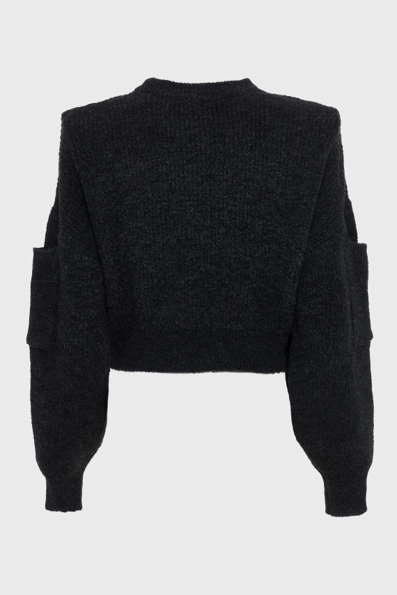 DONNA KNITTED CROPPED BLOUSE ANTHRACITE