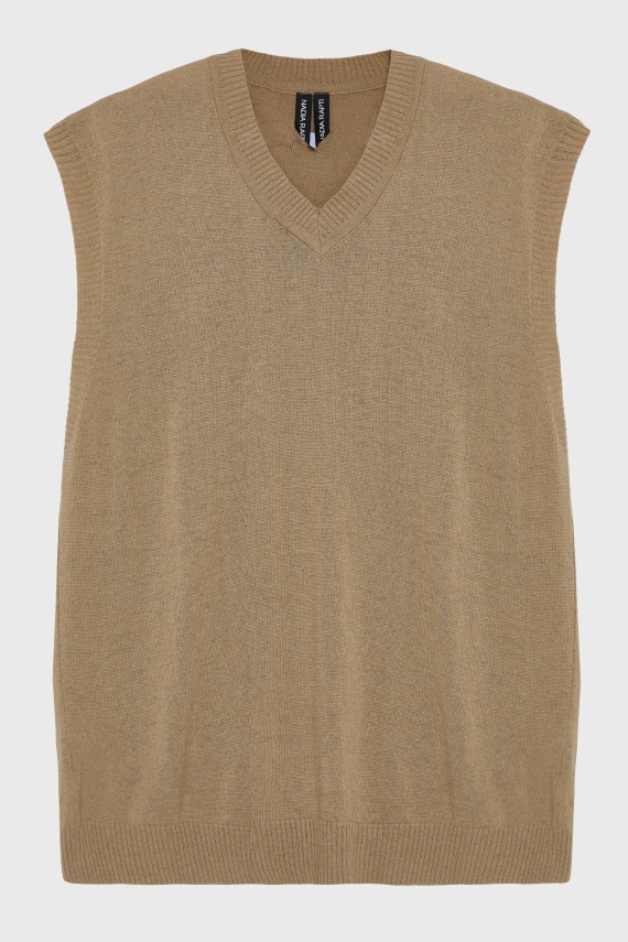 BASICK KNITTED VEST CAMEL