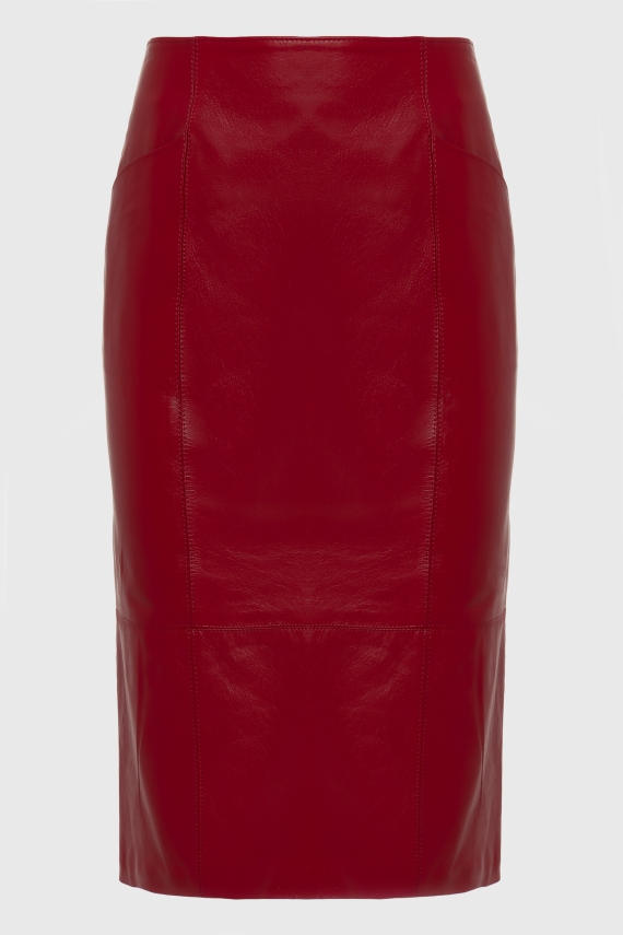 LONDON LEATHER SKIRT RED