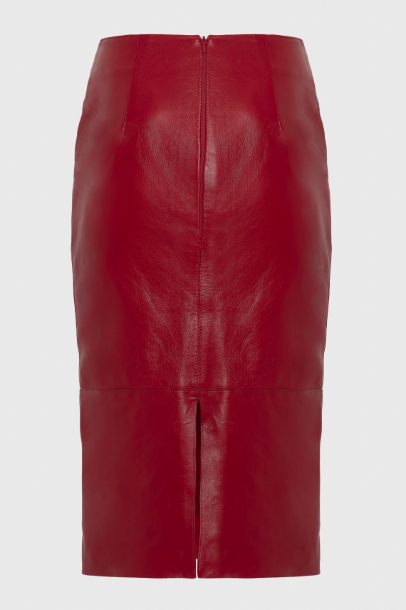 LONDON LEATHER SKIRT RED