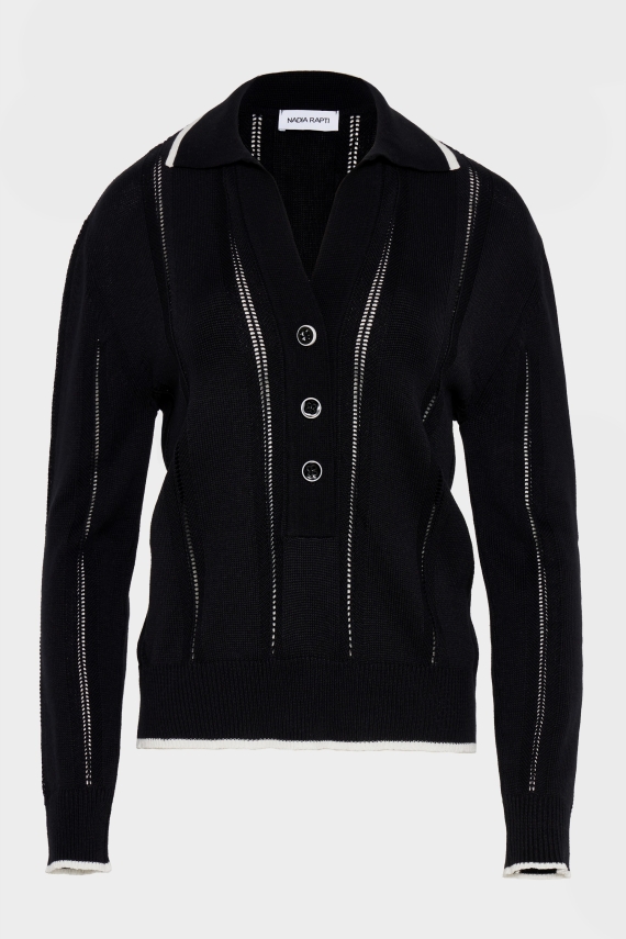 LAUREN KNITTED BLOUSE BLACK/WHITE