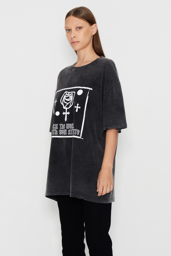BLOSSOM SOULS T-SHIRT WASHED BLACK WOMEN