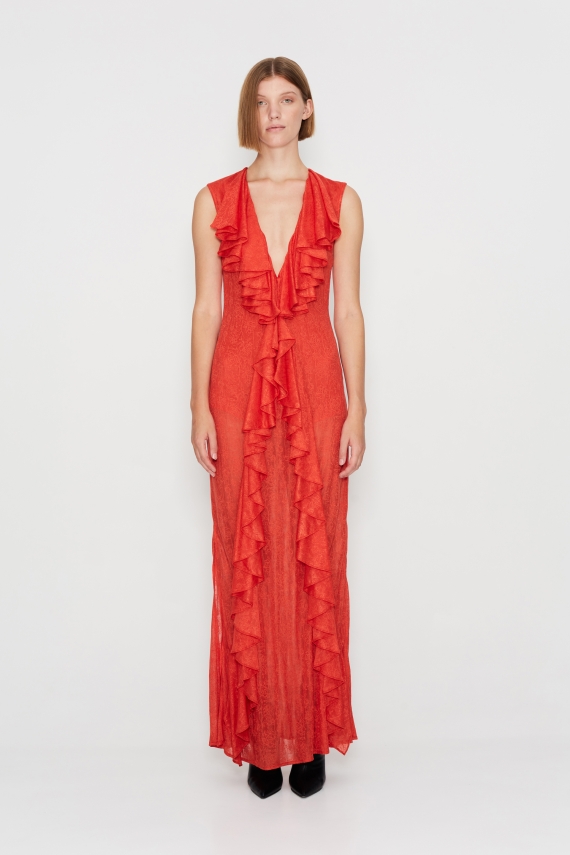 FLARE OF HEAVEN DRESS FIRE RED