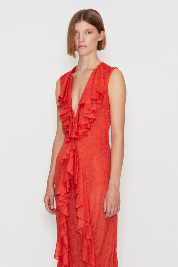 FLARE OF HEAVEN DRESS FIRE RED