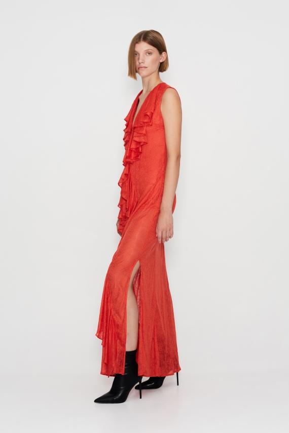 FLARE OF HEAVEN DRESS FIRE RED