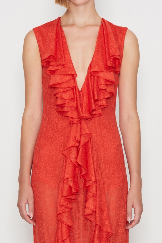 FLARE OF HEAVEN DRESS FIRE RED