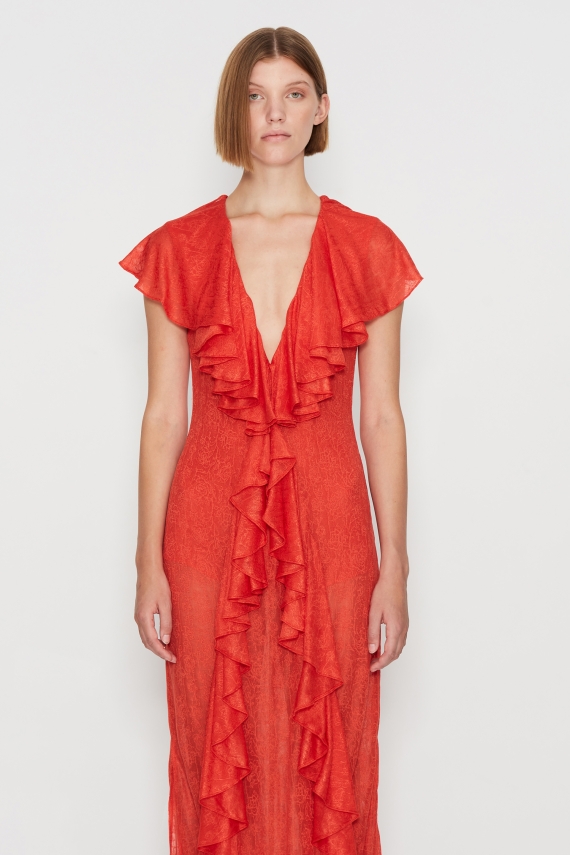 FLARE OF HEAVEN DRESS FIRE RED