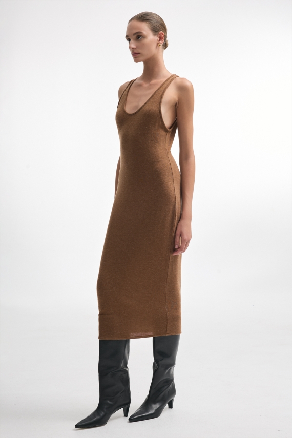 WHITNEY SLEEVELESS DRESS BROWN