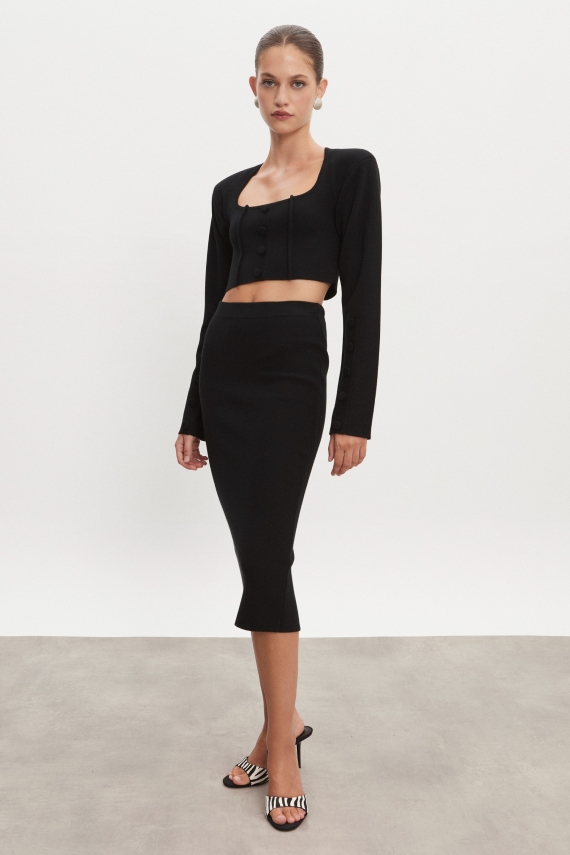 HEAVEN KNITTED MIDI SKIRT BLACK