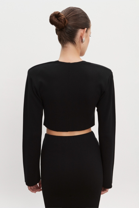 HEAVEN KNITTED CARDIGAN TOP BLACK