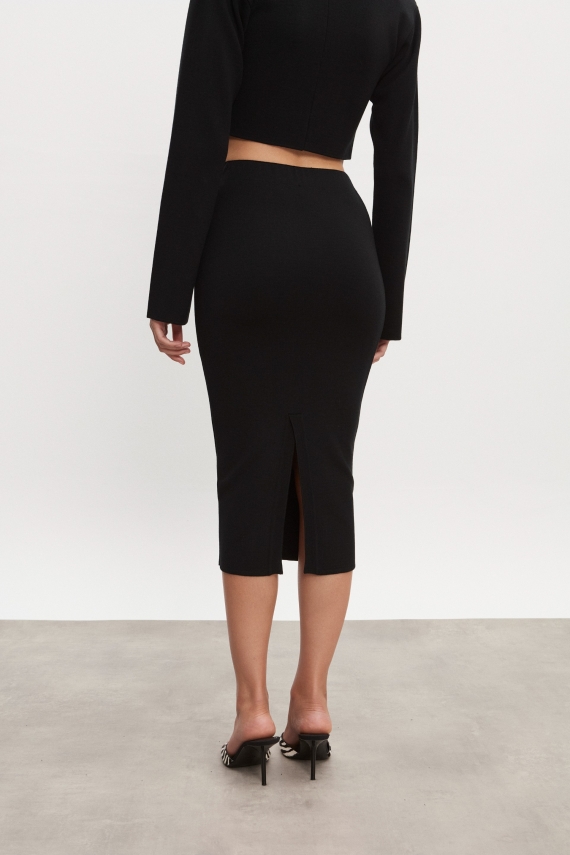 HEAVEN KNITTED MIDI SKIRT BLACK