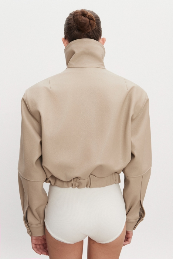 MEGAN LEATHER JACKET STONE GREY WOMEN