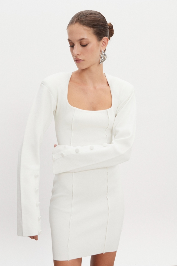 HEAVEN KNITTED MINI DRESS OFF WHITE