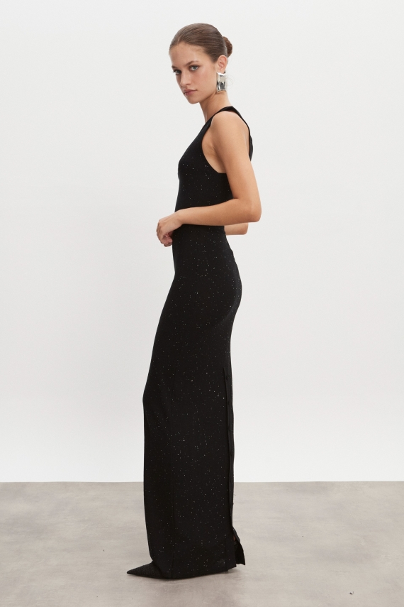 MAGNETIC KNITTED MAXI DRESS BLACK