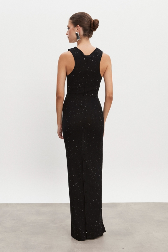 MAGNETIC KNITTED MAXI DRESS BLACK
