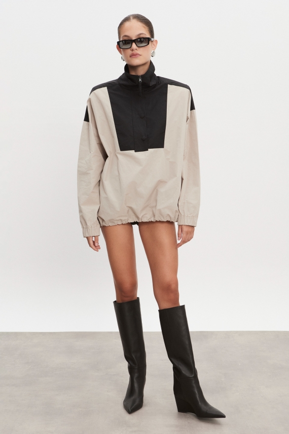 PAOLO WIND ANORAK WOMEN GREIGE/BLACK