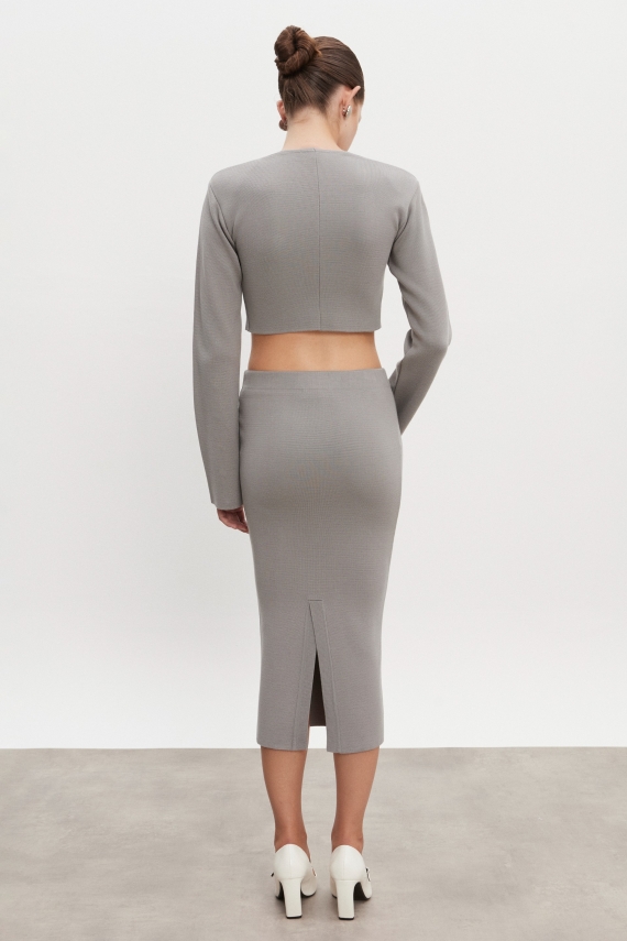 HEAVEN KNITTED MIDI SKIRT GREY