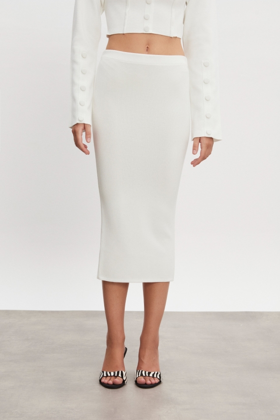 HEAVEN KNITTED MIDI SKIRT OFF WHITE