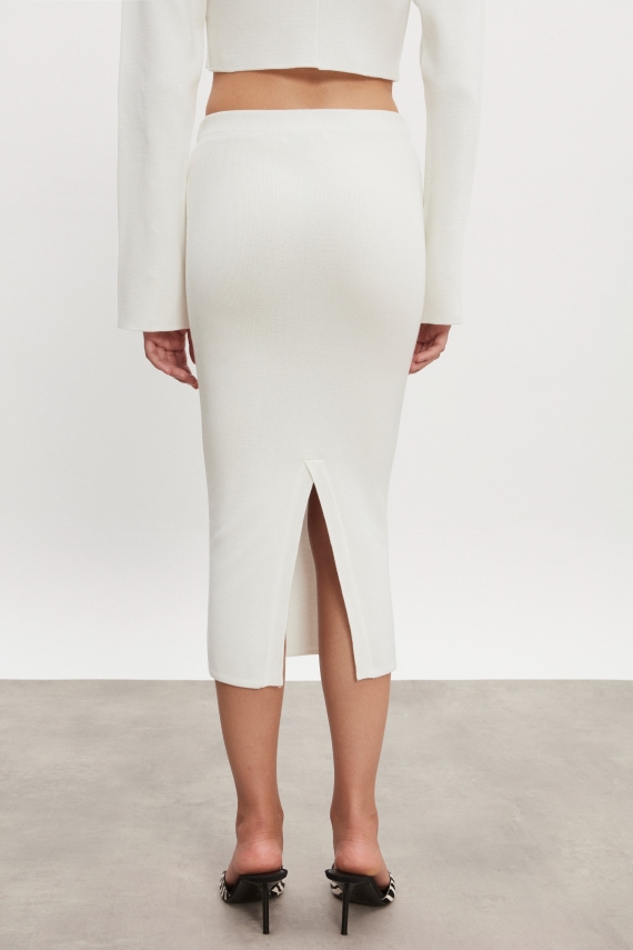 HEAVEN KNITTED MIDI SKIRT OFF WHITE