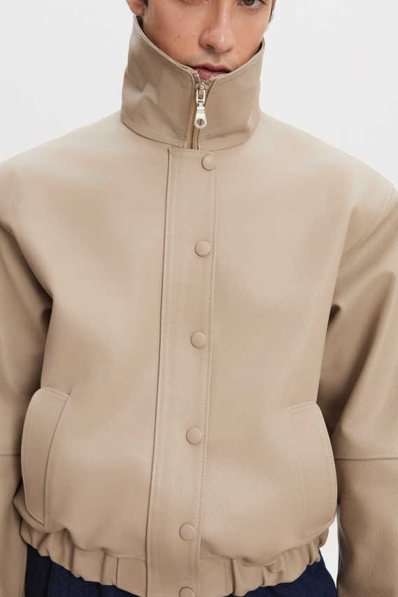 MEGAN LEATHER JACKET STONE GREY MEN