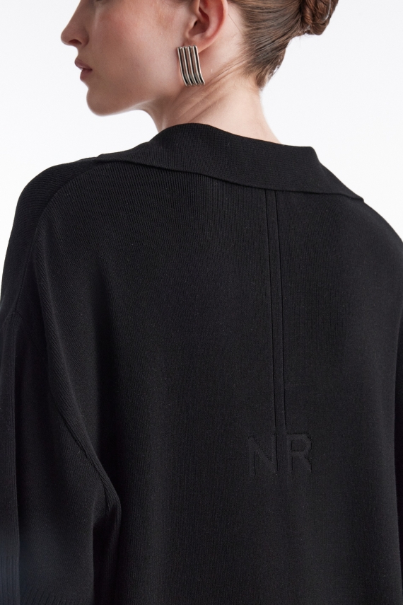 FINE LINE KNITTED POLO SHIRT BLACK