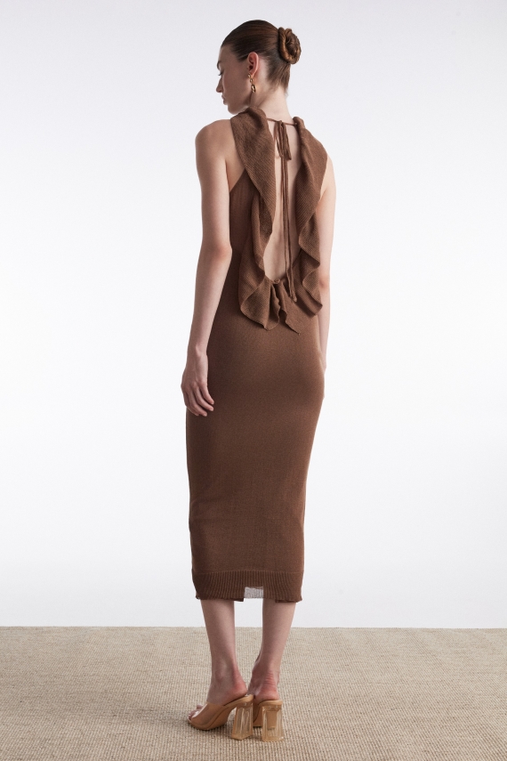NO.26 KNITTED MIDI DRESS BROWN