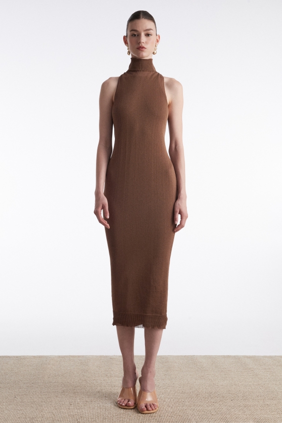 NO.26 KNITTED MIDI DRESS BROWN