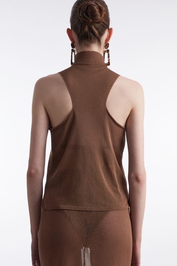 NO.26 KNITTED TOP BROWN