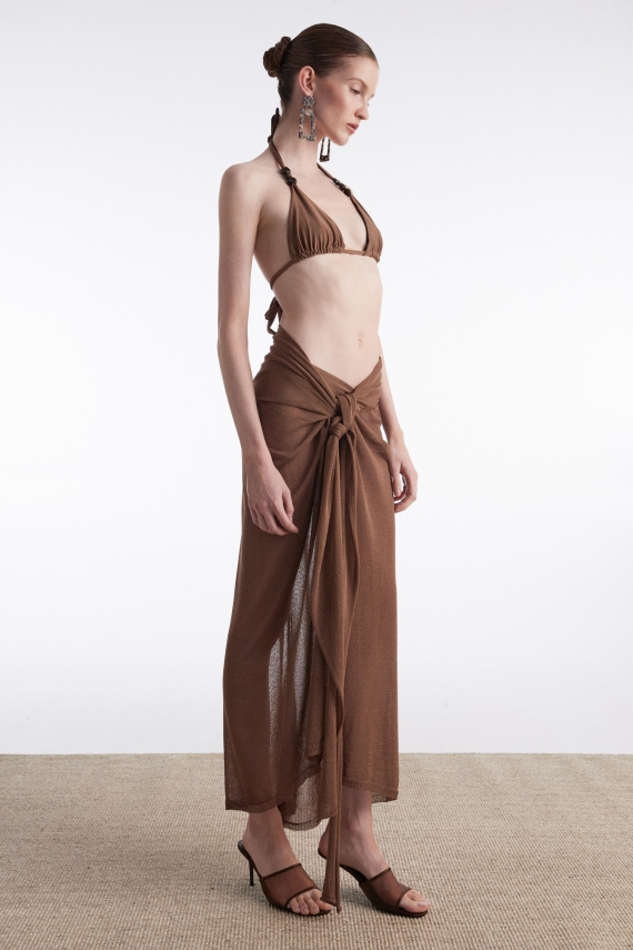 NO.26 KNITTED SARONG BROWN