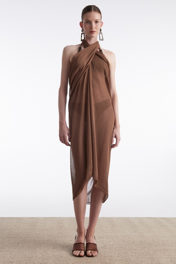 NO.26 KNITTED SARONG BROWN
