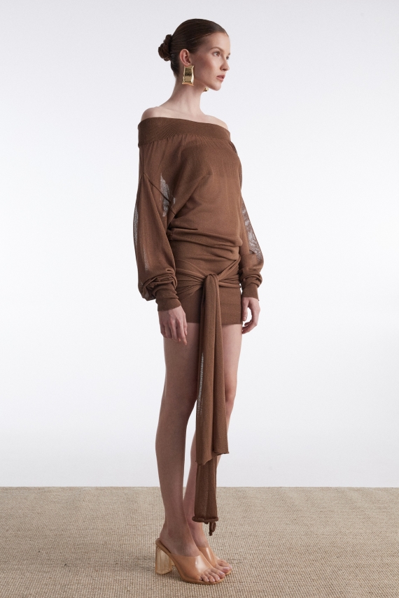 NO.26 MINI DRESS BROWN