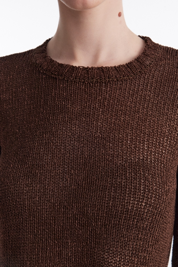 VOYAGE KNITTED CROP TOP BROWN