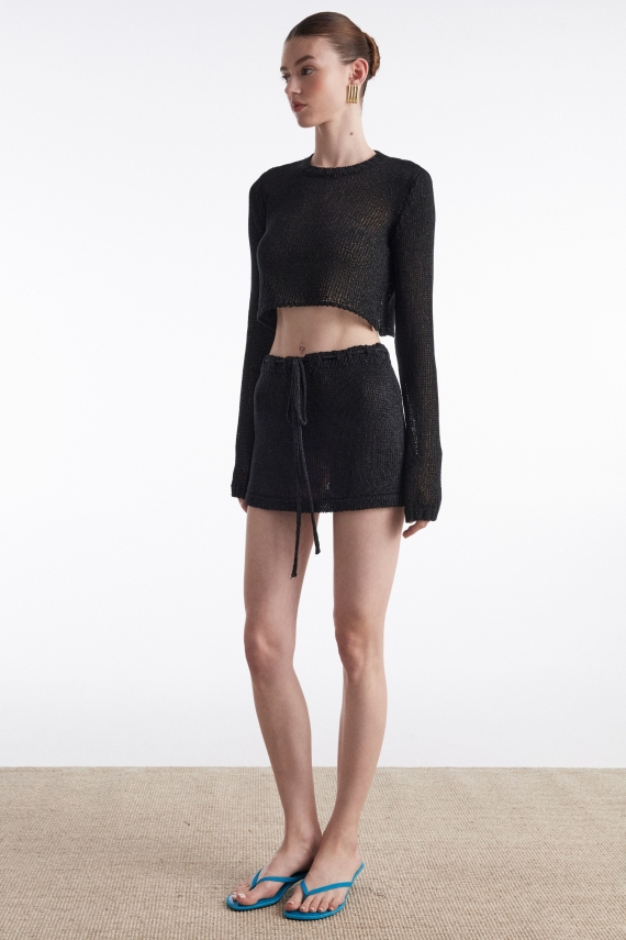 VOYAGE KNITTED CROP TOP BLACK