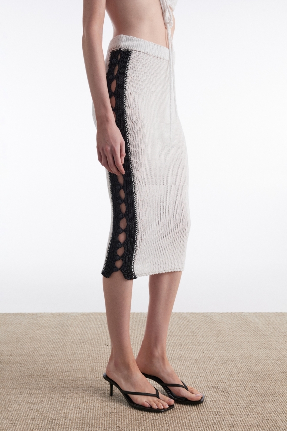 VOYAGE KNITTED MIDI SKIRT W&B