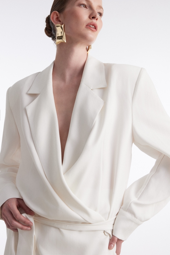 LETICIA BLAZER DRESS WHITE