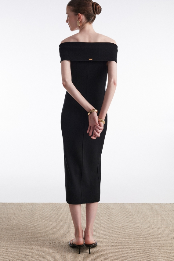 FINE LINE MIDI DRESS BLACK