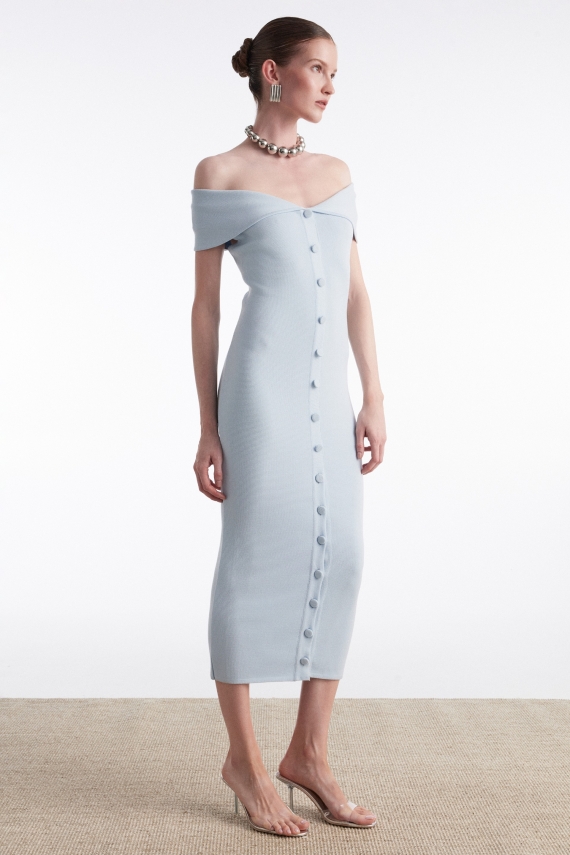 FINE LINE KNITTED MIDI DRESS CIEL