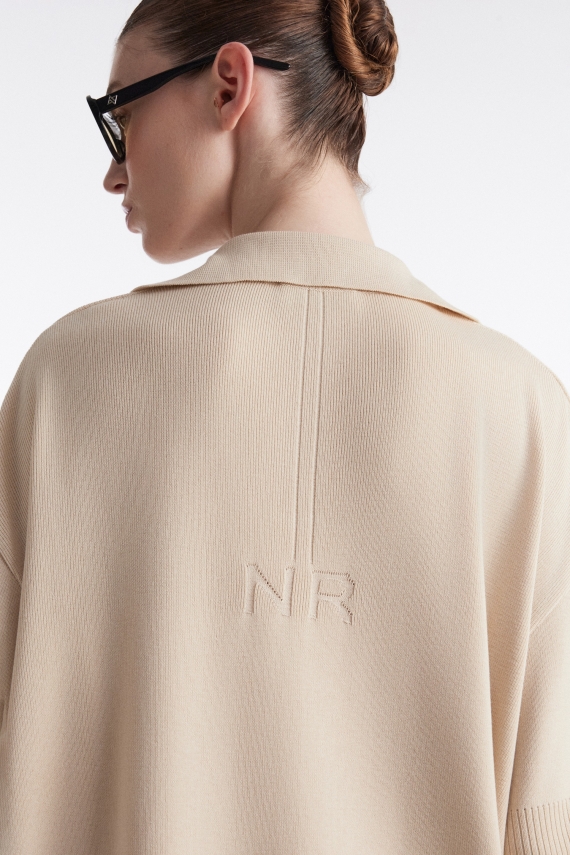 FINE LINE KNITTED POLO SHIRT BEIGE