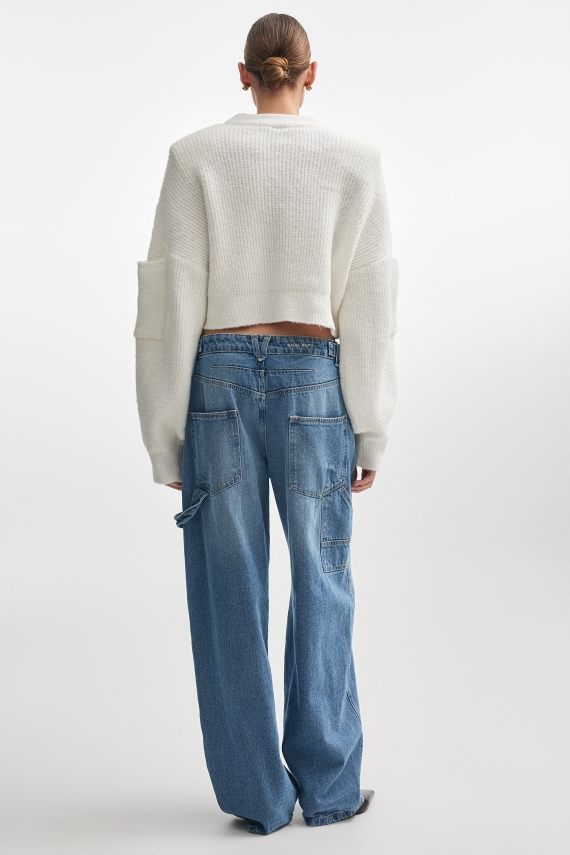 DONNA KNITTED CROPPED BLOUSE WHITE